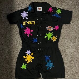 Dickies Black Romper with Multicolor Splashes